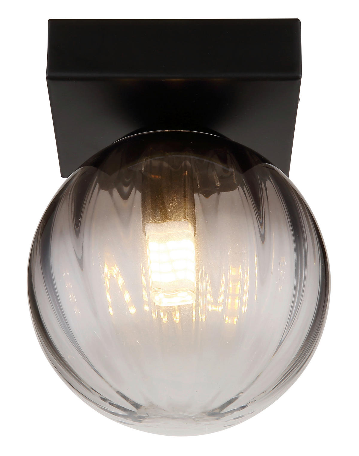 WANDLEUCHTE - Klar/Schwarz, Design, Glas/Metall (12/15cm) - Globo