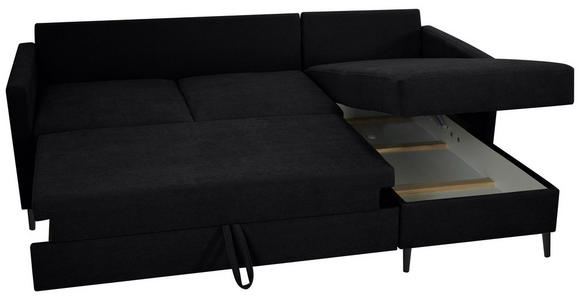 ECKSOFA Schwarz Chenille  - Schwarz, KONVENTIONELL, Holz/Textil (159/221cm) - Carryhome