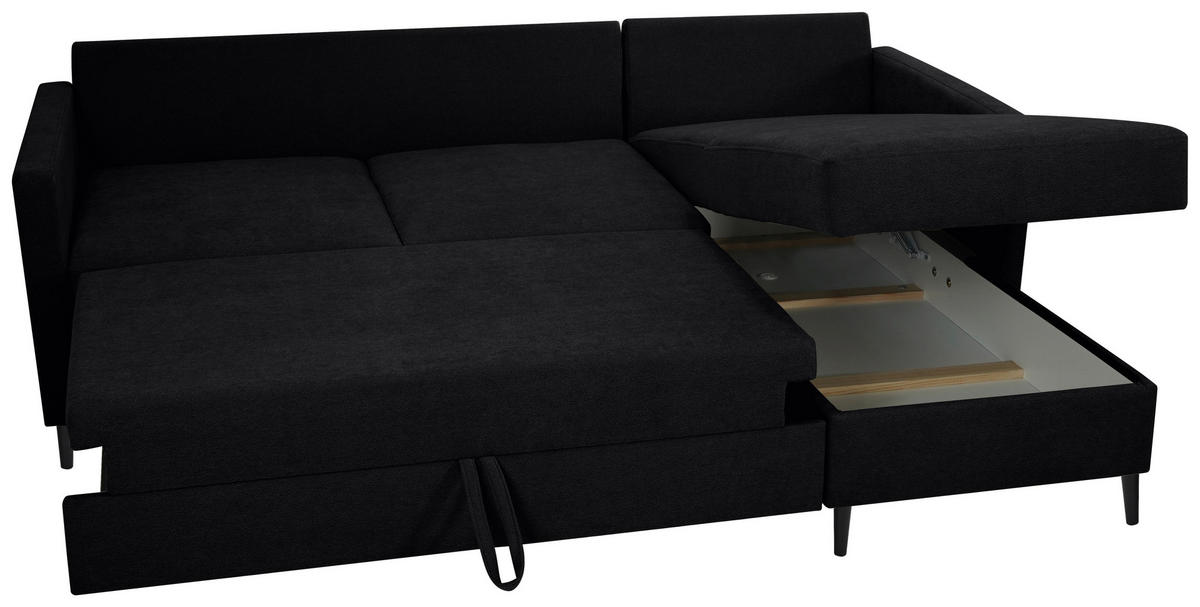 ECKSOFA - Schwarz, KONVENTIONELL, Holz/Textil (159/221cm) - Carryhome