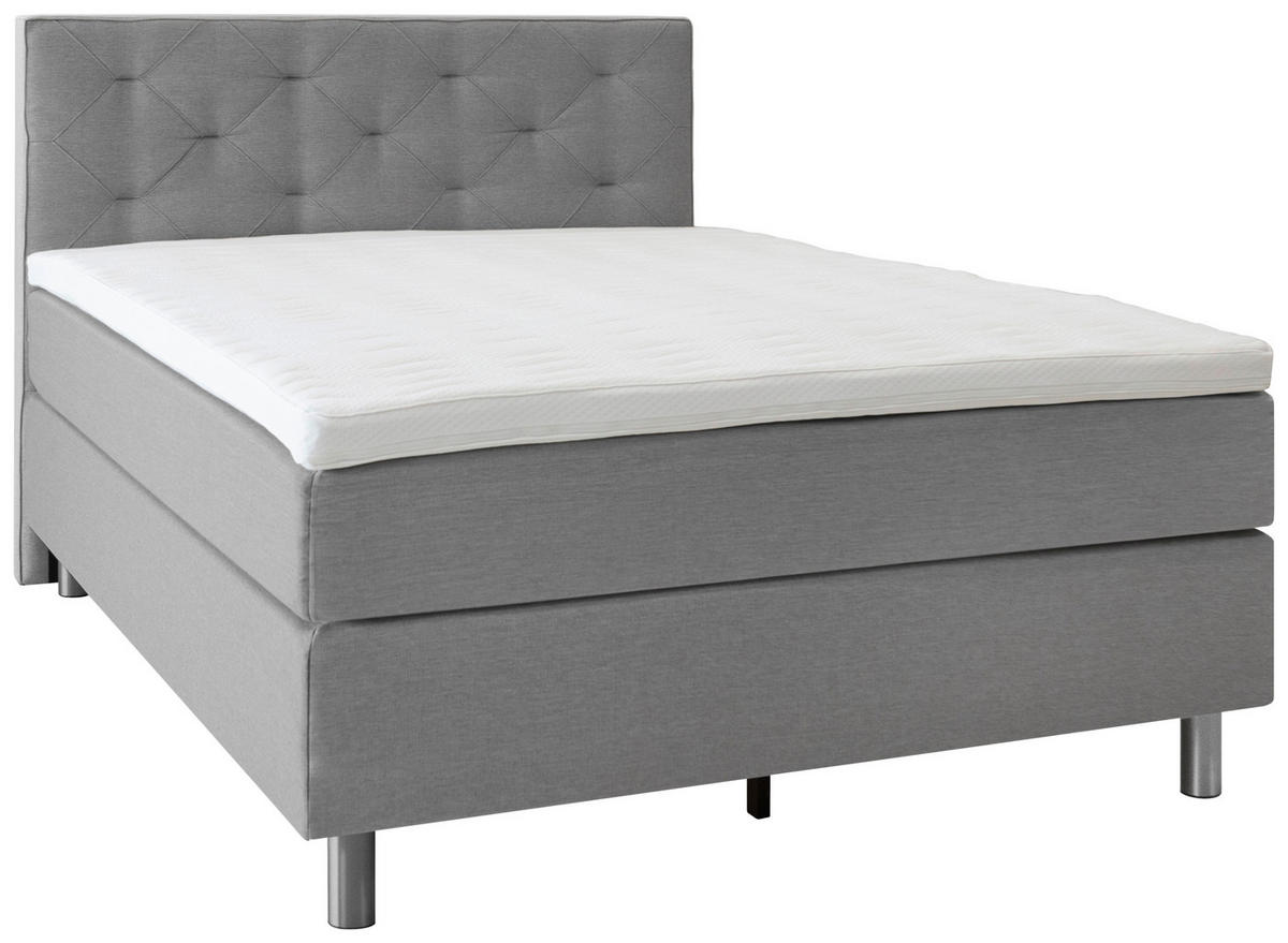 BOXSPRINGBETT 140/200 cm  in Hellgrau  - Hellgrau, KONVENTIONELL, Textil/Metall (140/200cm) - Welnova