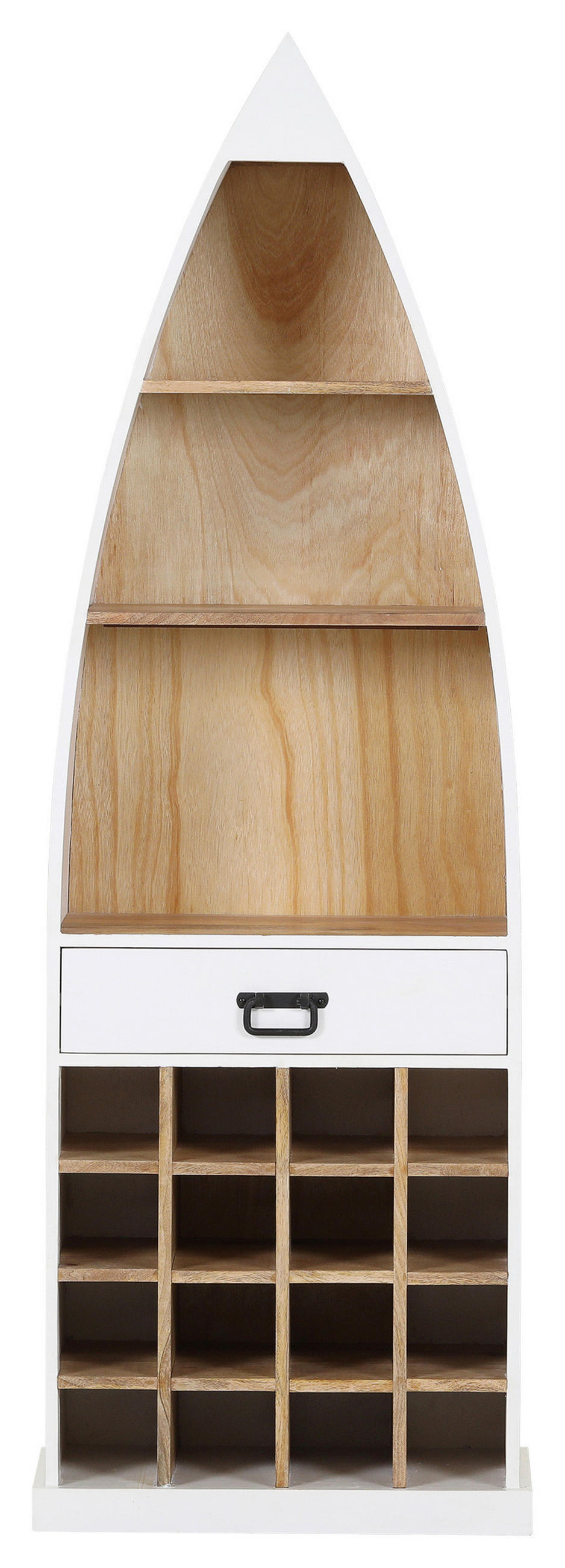 BOOTSREGAL Mangoholz massiv Naturfarben, Weiß  - Schwarz/Weiß, LIFESTYLE, Holz/Holzwerkstoff (60/182/36cm) - Landscape
