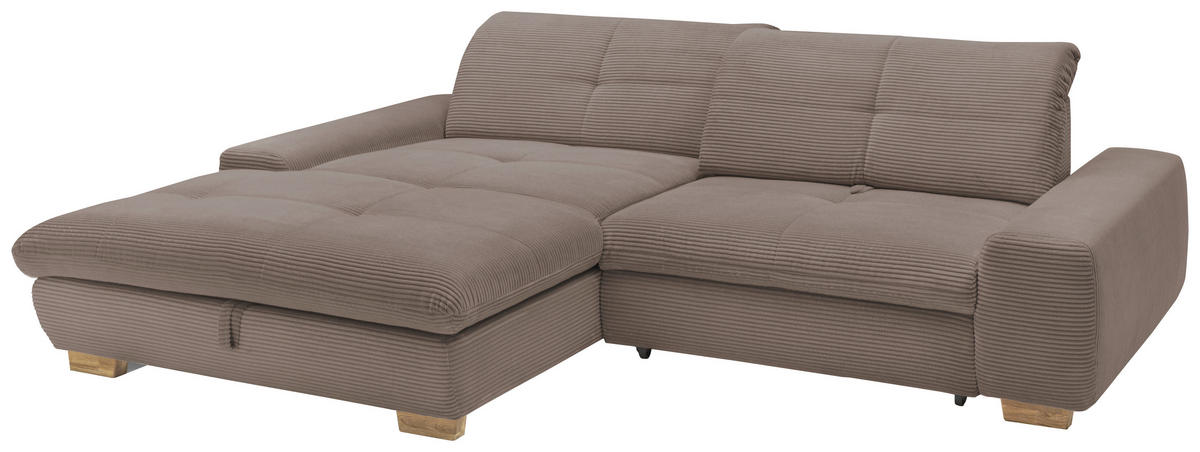 ECKSOFA Greige Cord  - Greige/Eichefarben, Design, Holz/Textil (198/276cm) - SetOne by Musterring