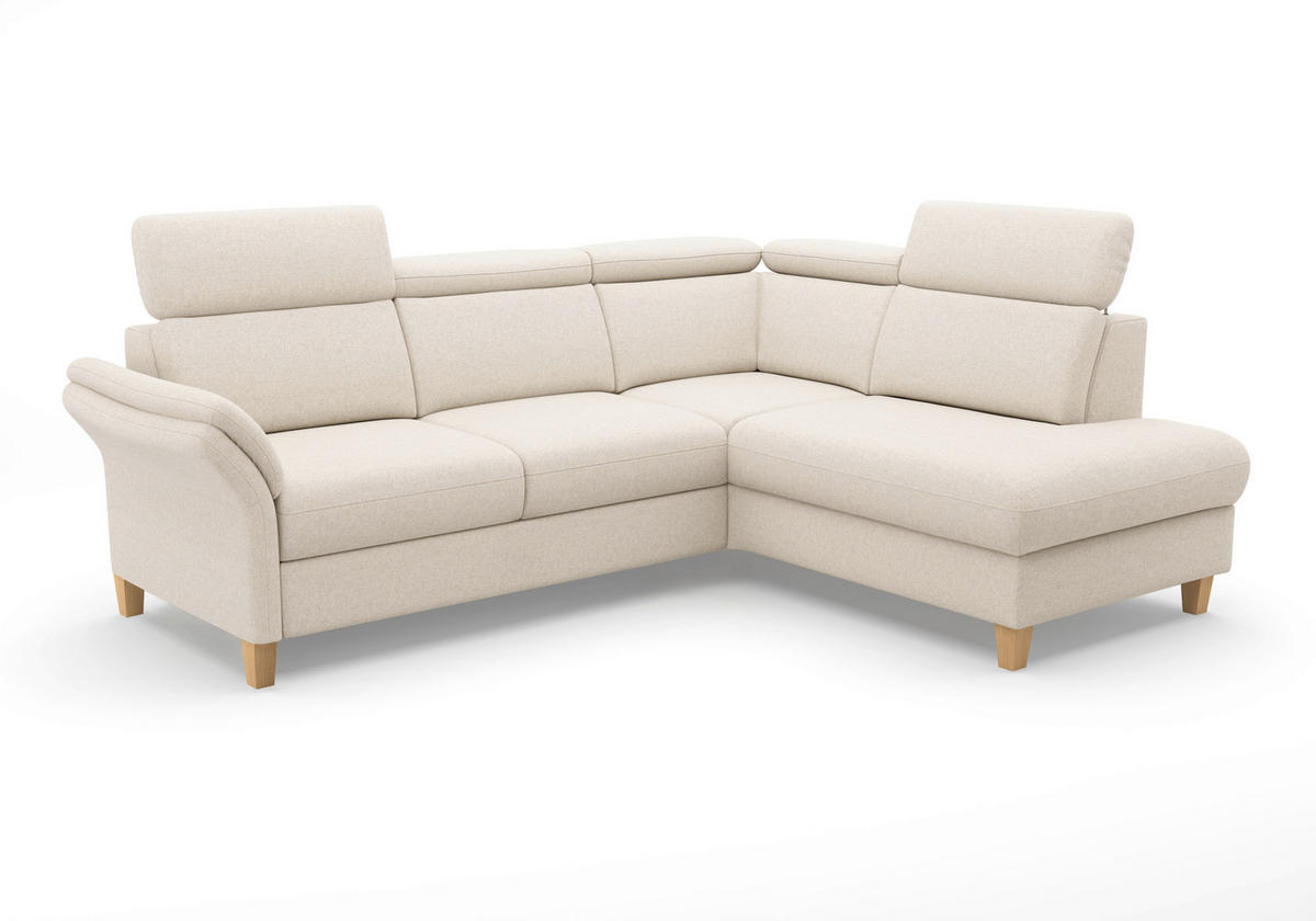 ECKSOFA GLENDALE E Creme Flachgewebe  - Eichefarben/Creme, KONVENTIONELL, Holz/Textil (247/193cm) - Sit & More