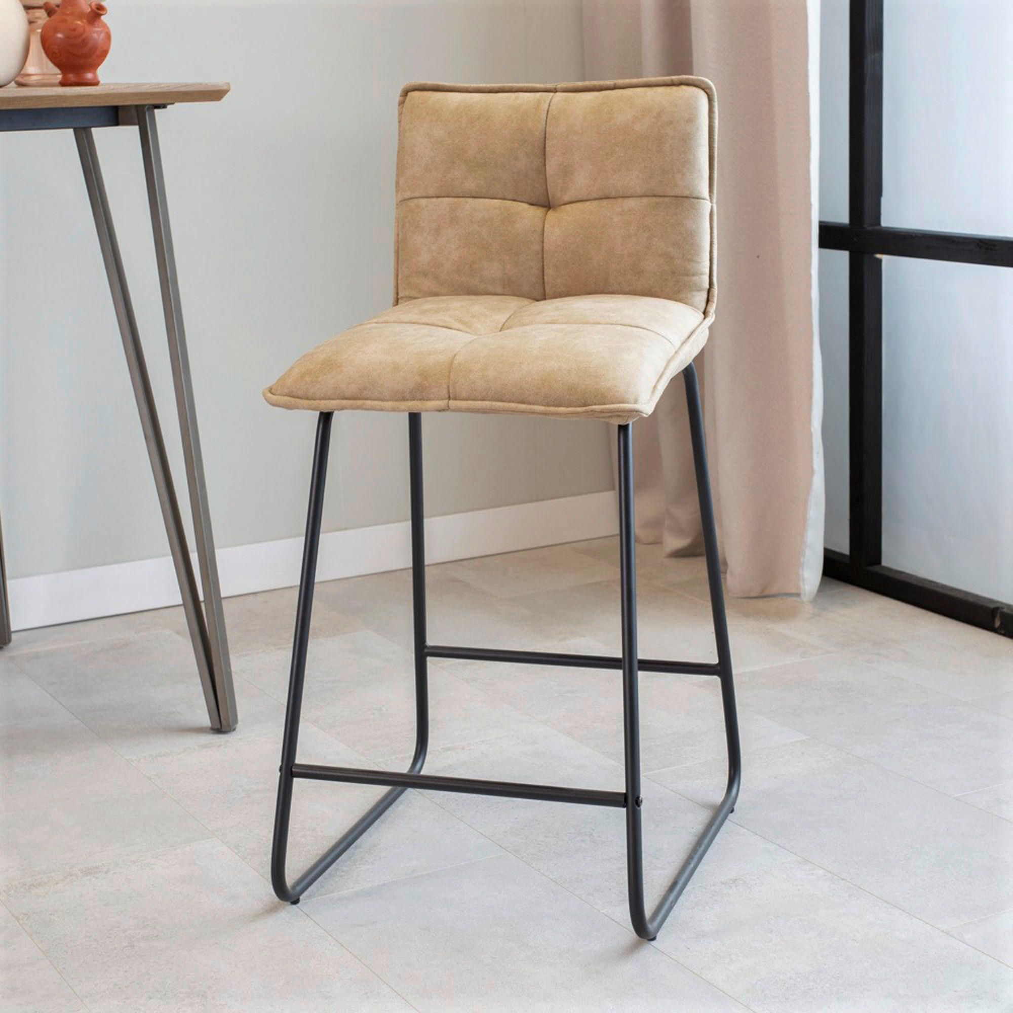 BARHOCKER-SET in Beige  - Beige/Schwarz, KONVENTIONELL, Textil/Metall (44/87/50cm) - MID.YOU