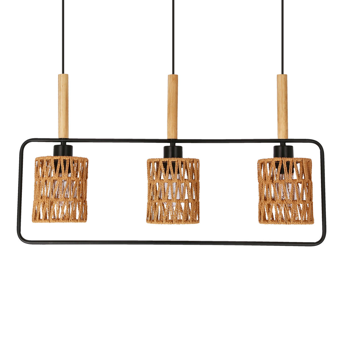 PENDELLEUCHTE Crown 70/12/110 cm   - Beige/Schwarz, Natur, Textil/Metall (70/12/110cm)