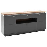 SIDEBOARD Neapel  in 180/81/44 cm  - Eiche Wotan/Grau, Design, Holzwerkstoff/Metall (180/81/44cm) - Stylife