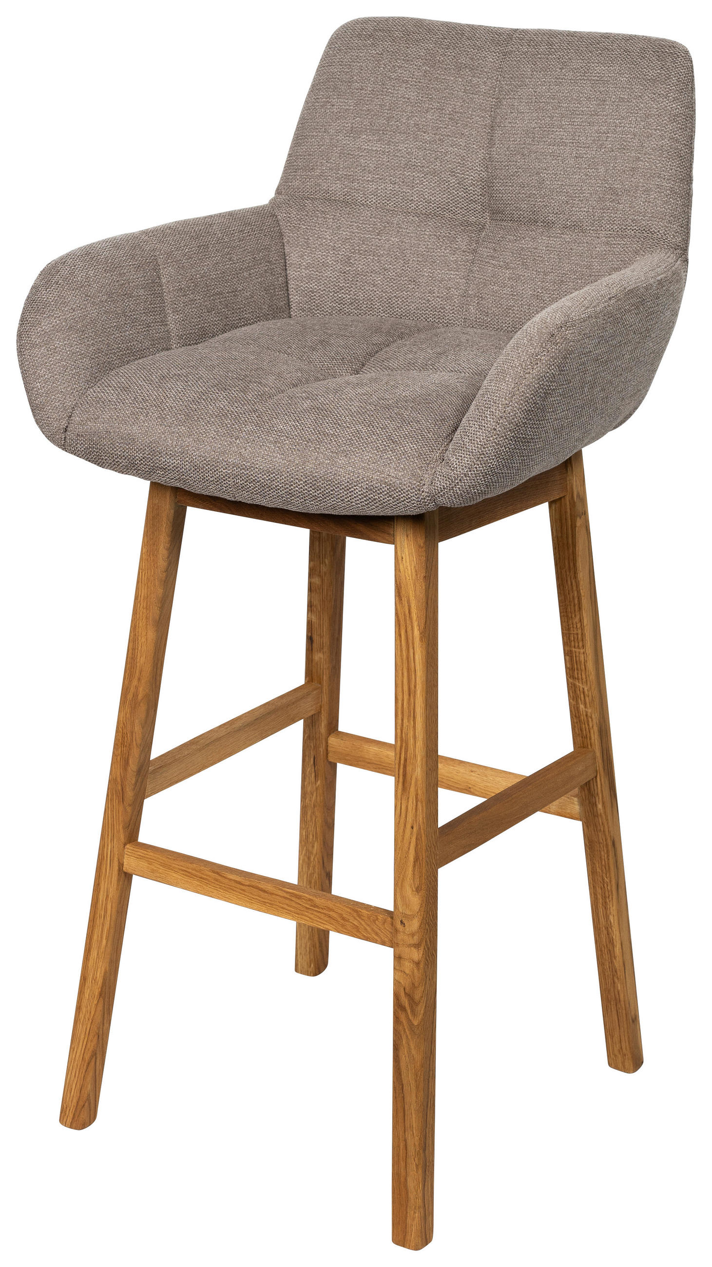 BARHOCKER Webstoff Taupe Eiche massiv  - Taupe/Honigeiche, KONVENTIONELL, Holz/Textil (54,5/104,5/58cm) - Linea Natura