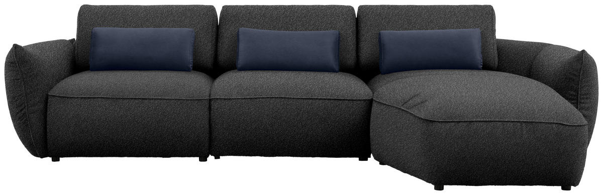 ECKSOFA  in Chenille Dunkelblau  340/190 cm  - Schwarz/Dunkelblau, Design, Kunststoff/Textil (340/190cm) - Belluti