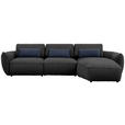 ECKSOFA  in Chenille Dunkelblau  340/190 cm  - Schwarz/Dunkelblau, Design, Kunststoff/Textil (340/190cm) - Belluti