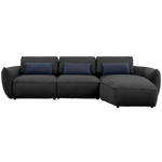ECKSOFA  in Chenille Dunkelblau  340/190 cm  - Schwarz/Dunkelblau, Design, Kunststoff/Textil (340/190cm) - Belluti