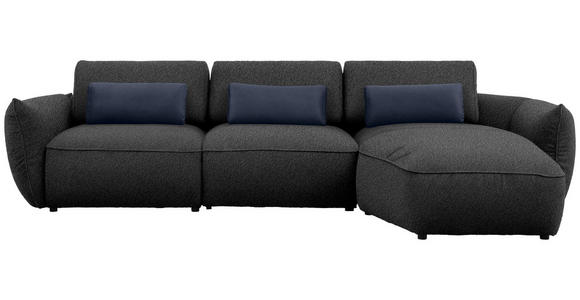 ECKSOFA  in Chenille Dunkelblau  340/190 cm  - Schwarz/Dunkelblau, Design, Kunststoff/Textil (340/190cm) - Belluti