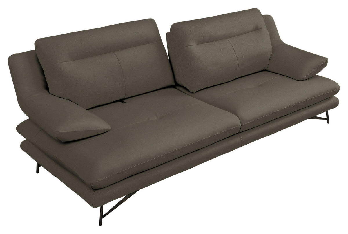 2,5-SITZER in Leder Taupe  - Taupe/Schwarz, Design, Leder/Metall (195/90/109cm)