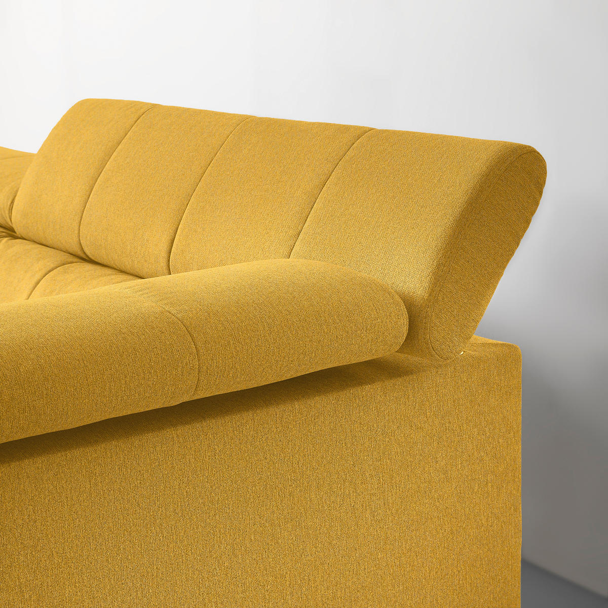 ECKSOFA in Chenille Senfgelb  - Senfgelb/Schwarz, Modern, Textil/Metall (296/201cm) - Livetastic