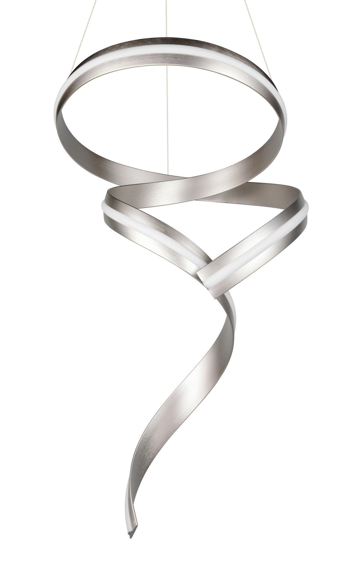 LED-HÄNGELEUCHTE Cisenna 75/300 cm   - Weiß/Nickelfarben, Design, Kunststoff/Metall (75/300cm) - Cinque