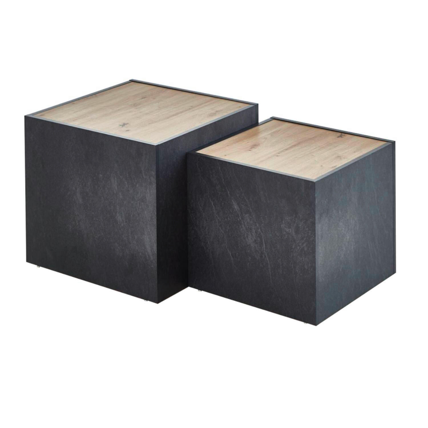 COUCHTISCH quadratisch Schieferfarben, Eiche Artisan  - Schieferfarben/Eiche Artisan, MODERN, Holzwerkstoff (50 / 43/40 / 35/50 / 43cm) - MID.YOU