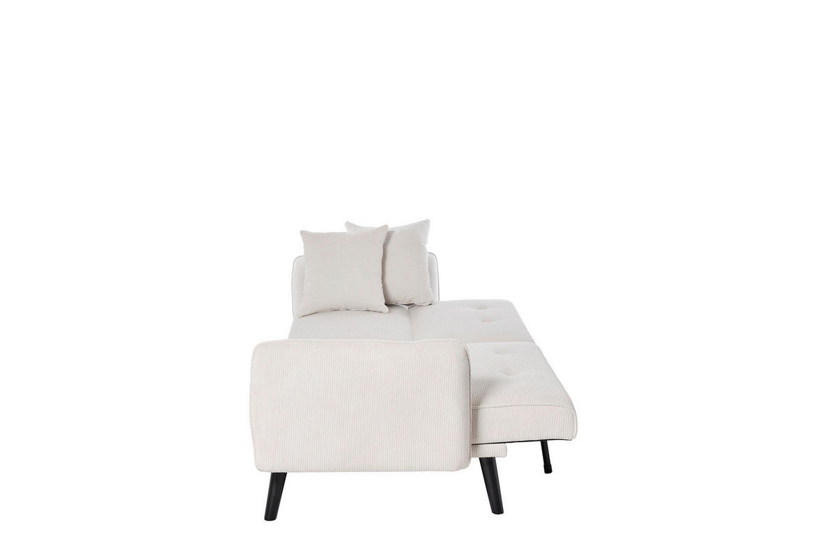 SCHLAFSOFA Cord Weiß  - Schwarz/Weiß, MODERN, Holz/Textil (191/83/84cm) - Livetastic