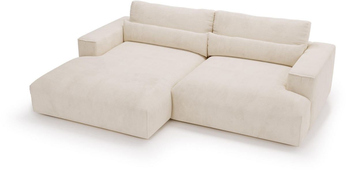 ECKSOFA in Cord Creme  - Creme/Schwarz, Design, Kunststoff/Textil (187/267cm) - Stylife