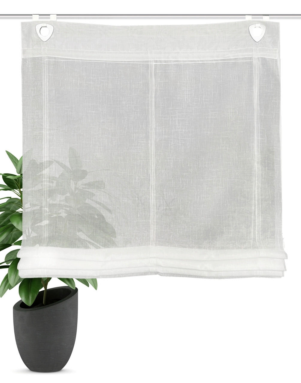Thumbnail - Xxxl Raffrollo Casper, Weiß, Textil, Uni, 110x130 cm, Länge universell einstellbar, Wohntextilien, Rollos & Jalousien, R...