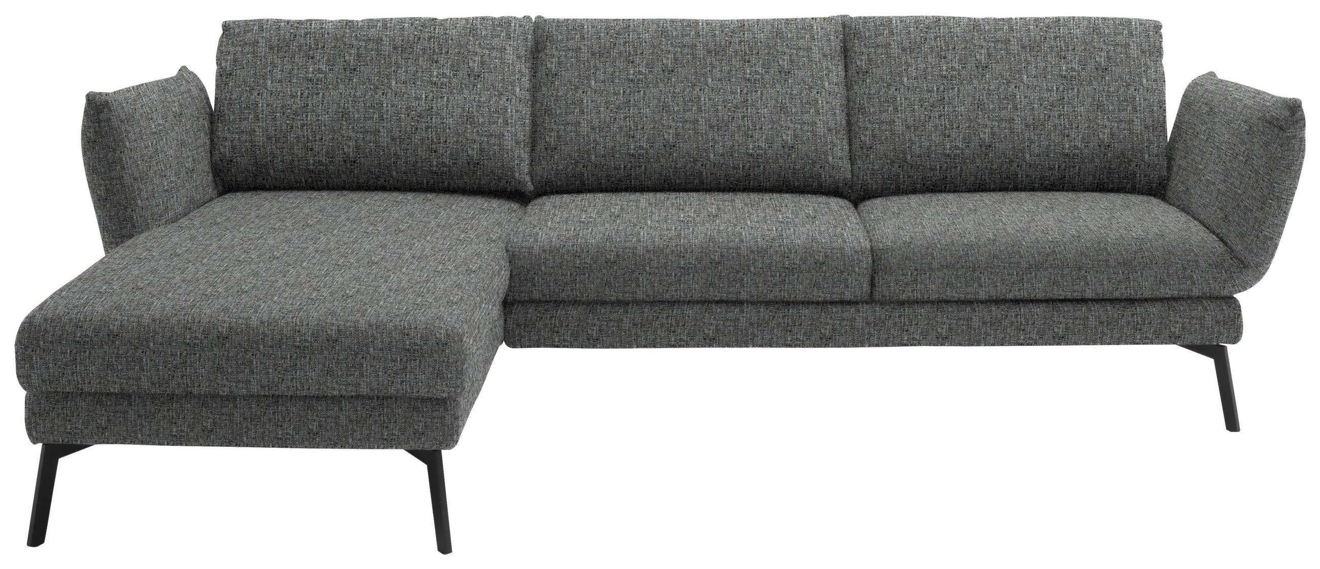 ECKSOFA in Flachgewebe Grau  175/277 cm  - Schwarz/Grau, Design, Textil/Metall (175/277cm) - Schöner Wohnen