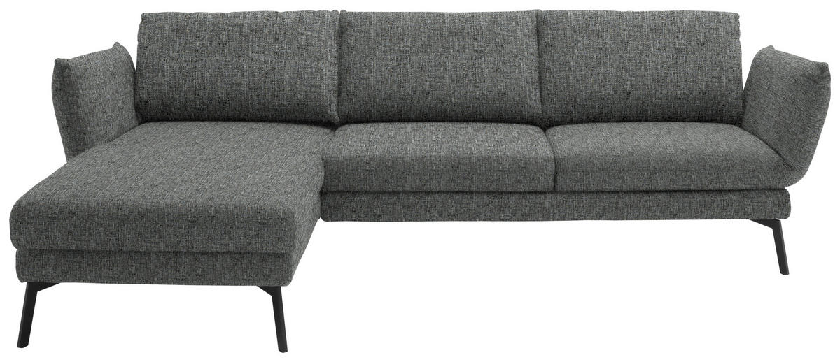 ECKSOFA in Flachgewebe Grau  175/277 cm  - Schwarz/Grau, Design, Textil/Metall (175/277cm) - Schöner Wohnen
