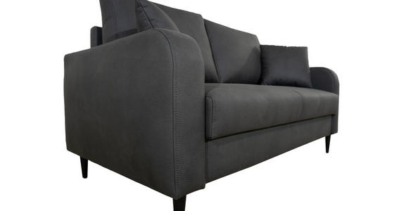 2-SITZER-SOFA Lederlook Grau - Schwarz/Grau, KONVENTIONELL, Holz/Textil (164/96/86cm) - Carryhome