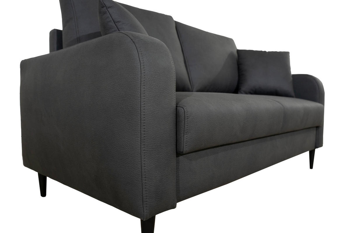 2-SITZER-SOFA Lederlook Grau  - Schwarz/Grau, KONVENTIONELL, Holz/Textil (164/96/86cm) - Carryhome