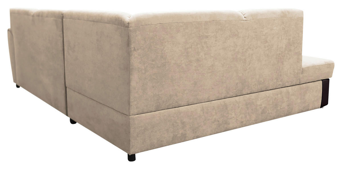 ECKSOFA Dunkelbraun, Beige Velours  - Dunkelbraun/Beige, Design, Kunststoff/Textil (196/255cm) - MID.YOU