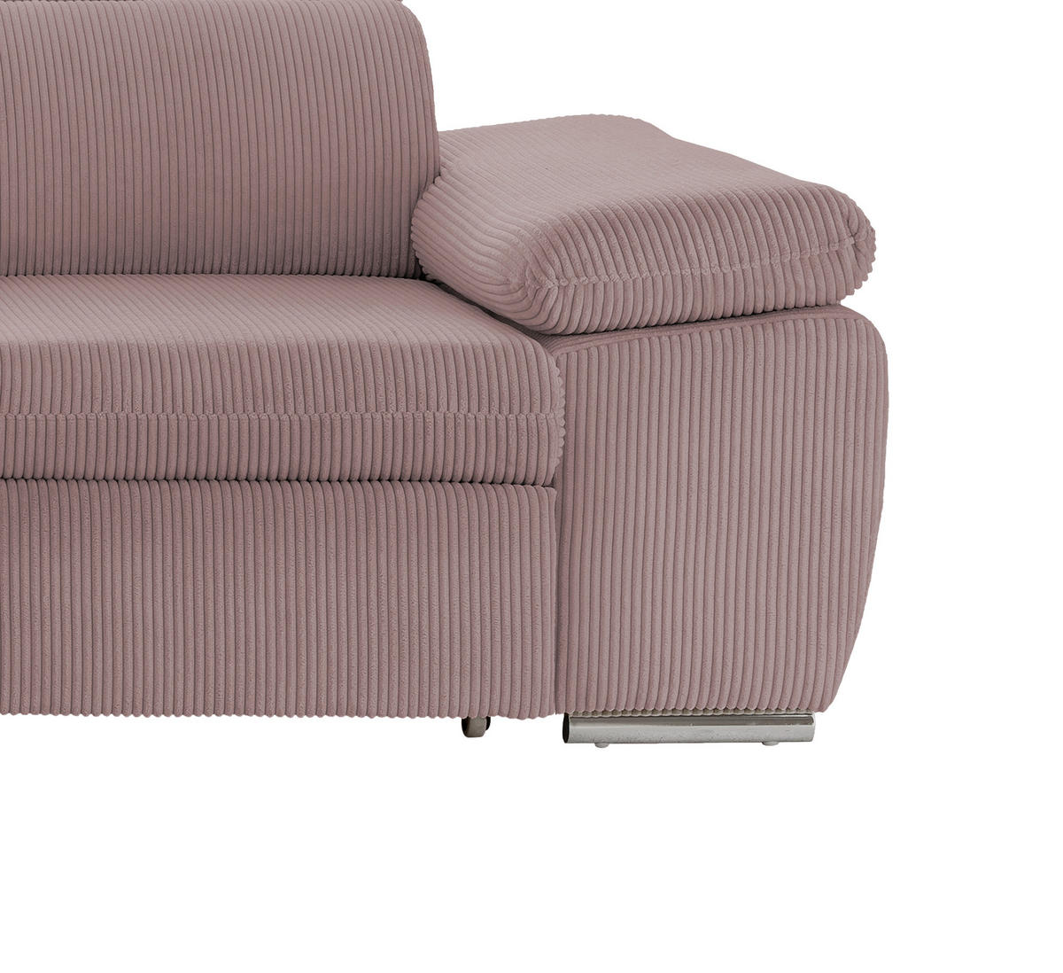 ECKSOFA in Cord Rosa  - Chromfarben/Rosa, Design, Textil/Metall (228/283cm) - Livetastic