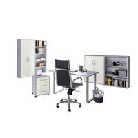 BÜRO erweiterbar, abschließbar Grau, Weiß - Weiß/Grau, MODERN, Holzwerkstoff/Metall - MID.YOU