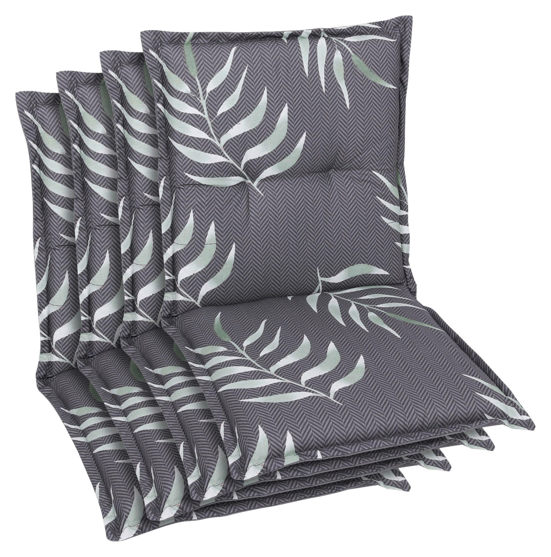 SESSELAUFLAGENSET Blätter  - Anthrazit, Basics, Textil (50/7/100cm)