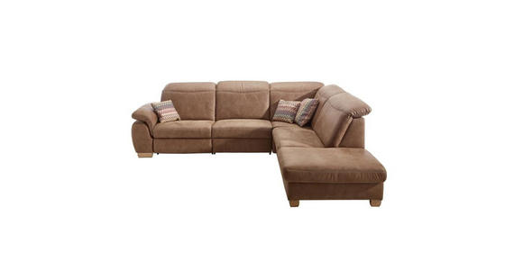 ECKSOFA Braun Mikrofaser - Beige/Buchefarben, KONVENTIONELL, Textil (299/245cm) - Voleo