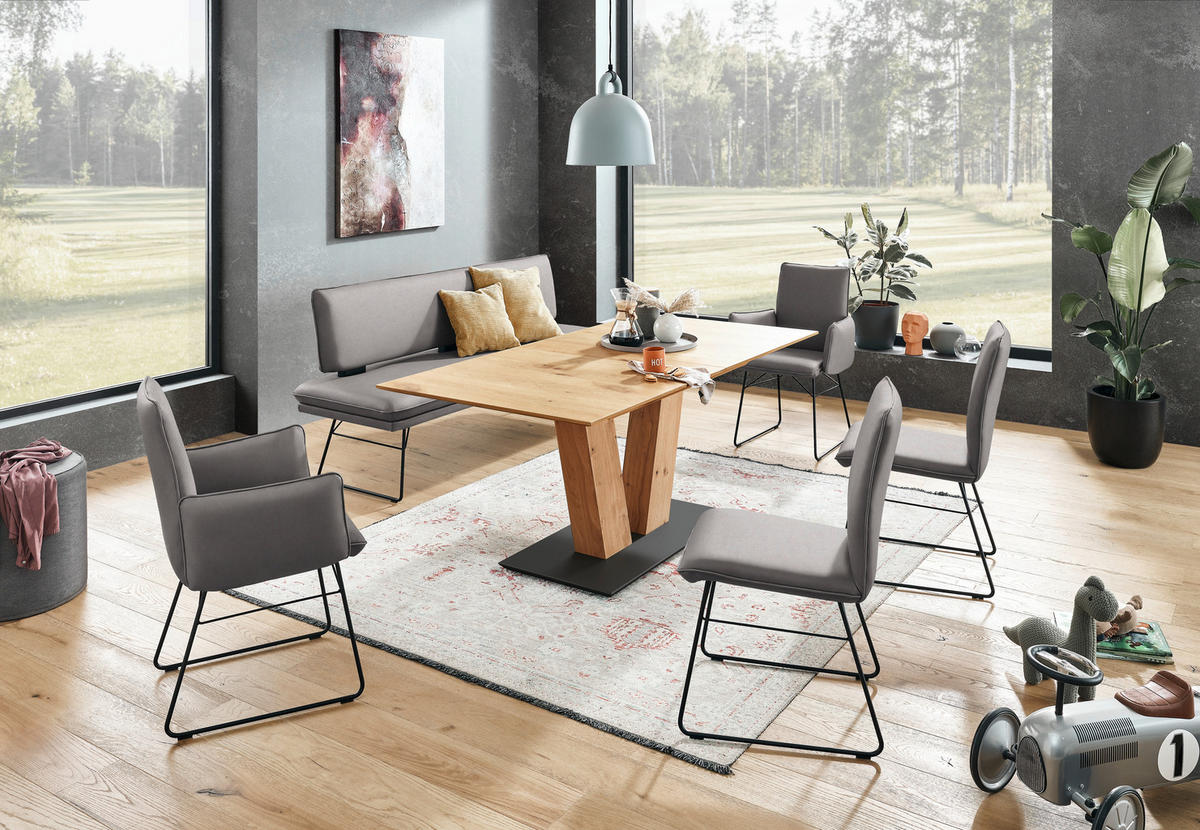 SITZBANK in Metall, Textil Grau, Schwarz  - Schwarz/Grau, Design, Textil/Metall (195/91/65cm) - Dieter Knoll