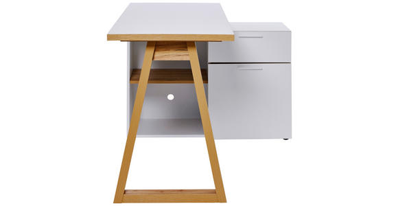 ECKSCHREIBTISCH 120-130/55-95/76,2 cm in Weiß, Eichefarben - Eichefarben/Weiß, MODERN, Holzwerkstoff/Metall (120-130/55-95/76,2cm) - Novel