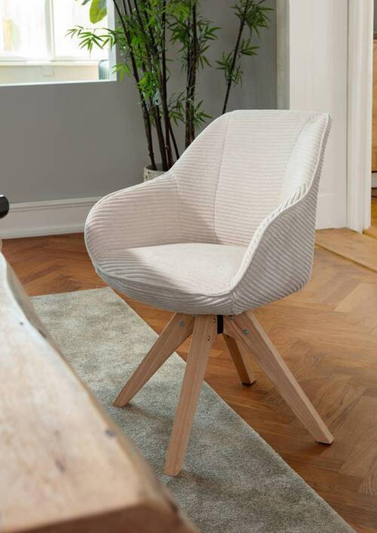 ARMLEHNSTUHL  in Cord  - Weiss/Eichefarben, Design, Holz/Textil (60/83/65cm) - Landscape