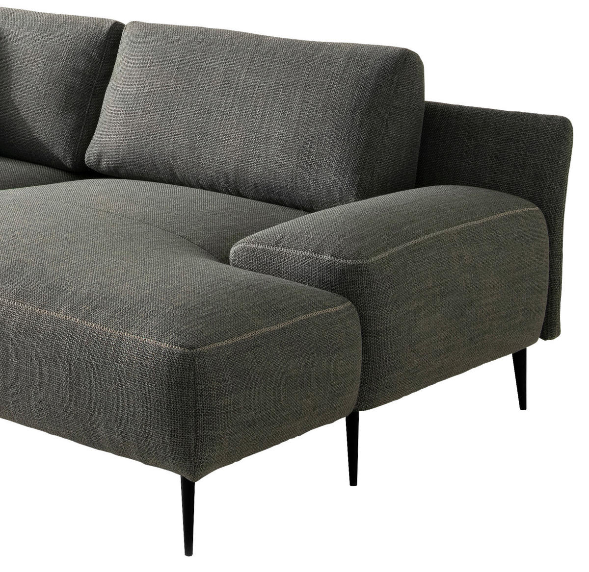 ECKSOFA in Flachgewebe Grau  - Beige/Schwarz, Design, Textil/Metall (344/162cm) - Designwerk