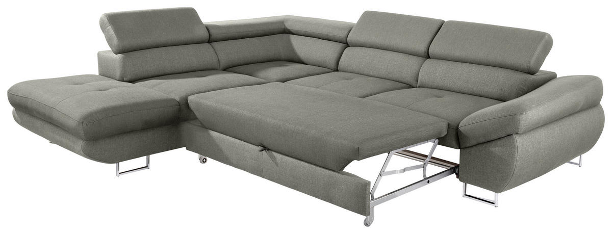 ECKSOFA Grau Webstoff  - Grau, Design, Textil/Metall (235/280cm) - Hom`in
