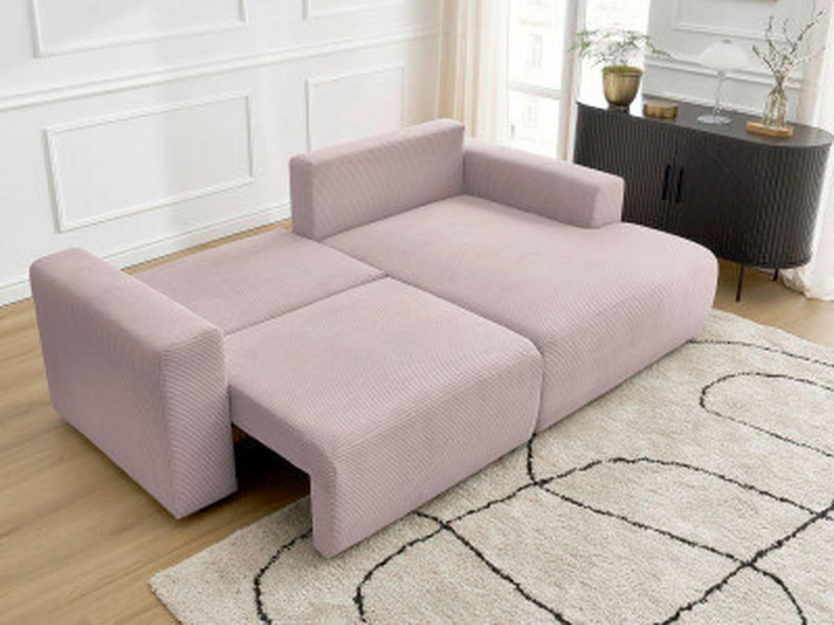 ECKSOFA Ottomane rechts  ATILLA Lila Cord  - Lila/Schwarz, MODERN, Kunststoff/Textil (244/149cm)
