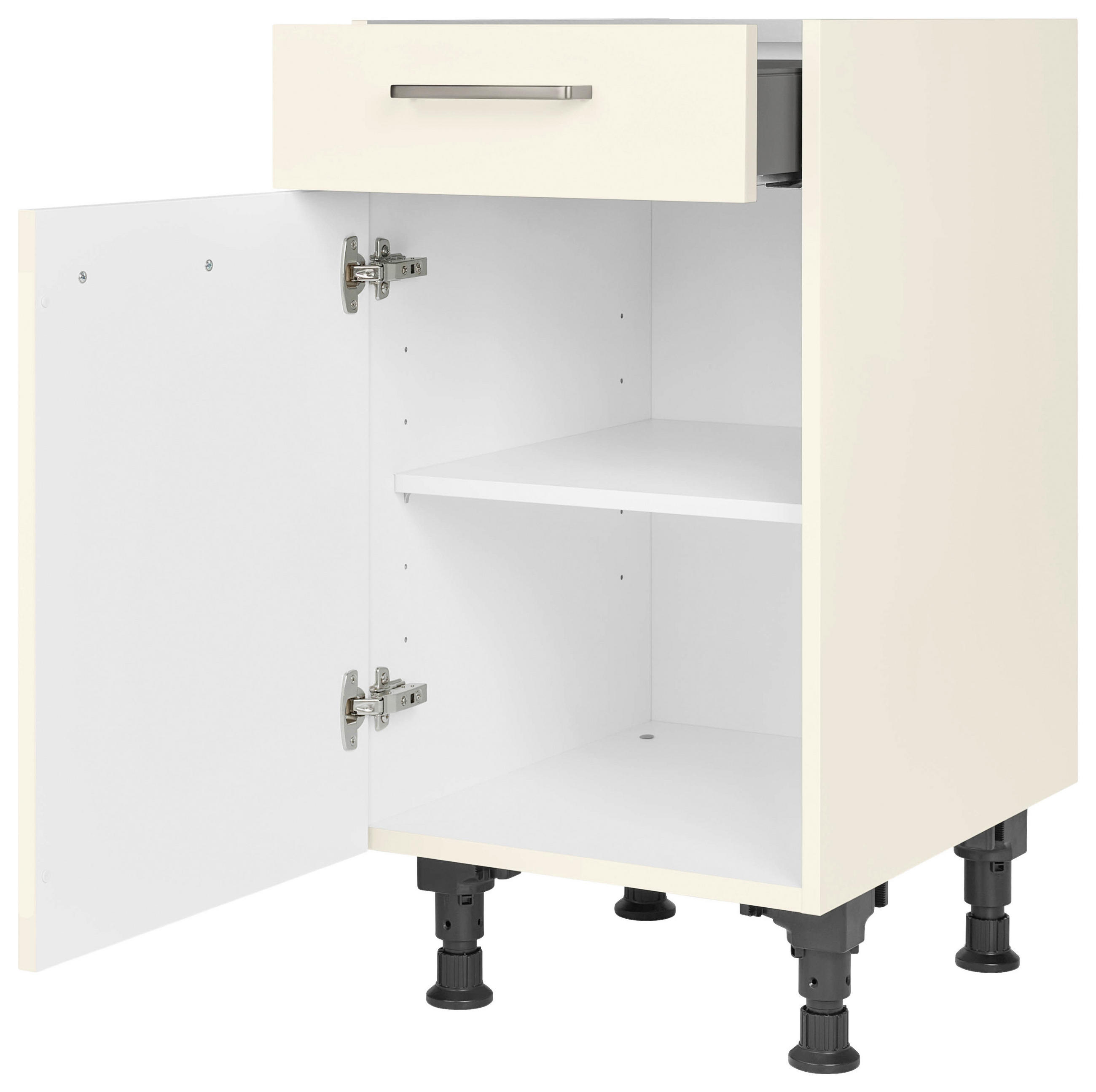 SCHUBKASTENUNTERSCHRANK 45/87/56 cm in Magnolie - Edelstahlfarben/Magnolie, MODERN, Holzwerkstoff/Metall (45/87/56cm) - Nobilia