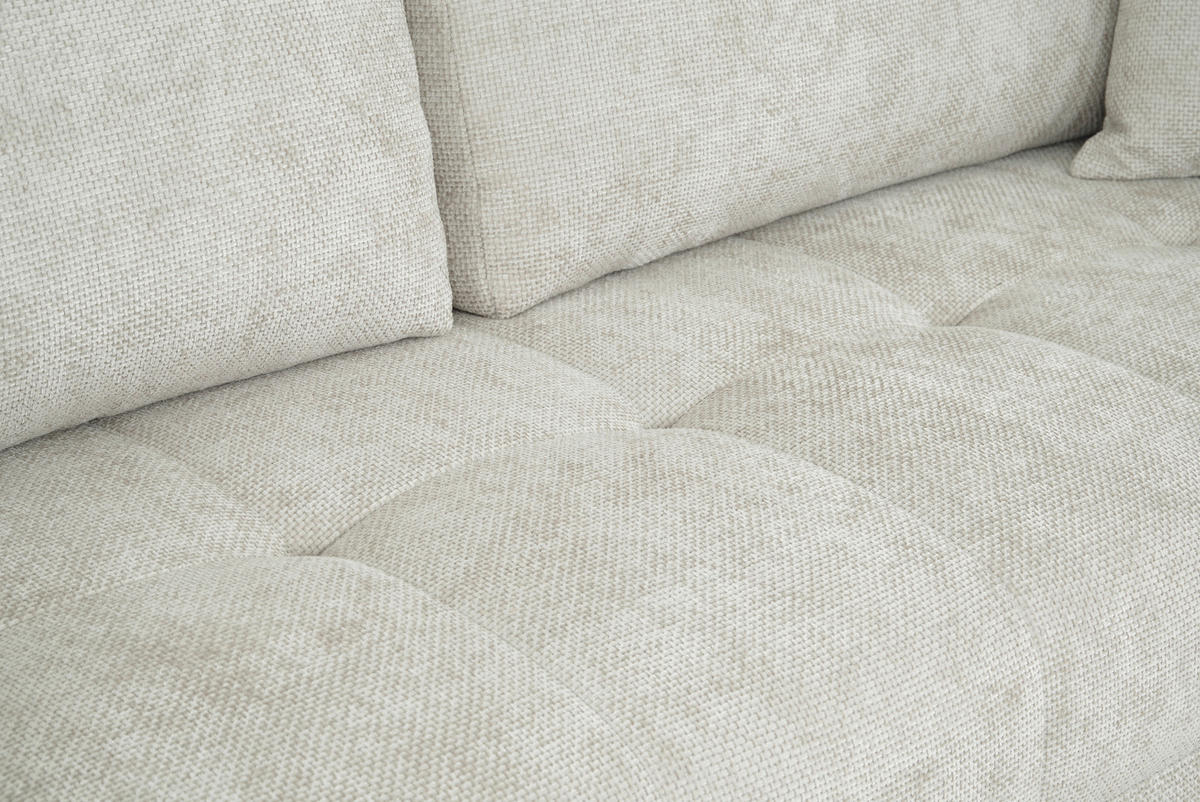 SCHLAFSOFA Struktur Creme  inkl. Zierkissen, Rückenkissen, Bettkasten, Schlaffunktion, Rücken echt  - Creme/Schwarz, KONVENTIONELL, Kunststoff/Textil (253/87/102cm) - Xora