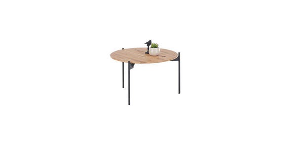 COUCHTISCH Eiche massiv 55/55/33 cm rund Schwarz, Eichefarben  - Eichefarben/Schwarz, Design, Holz/Metall (55/55/33cm) - Linea Natura