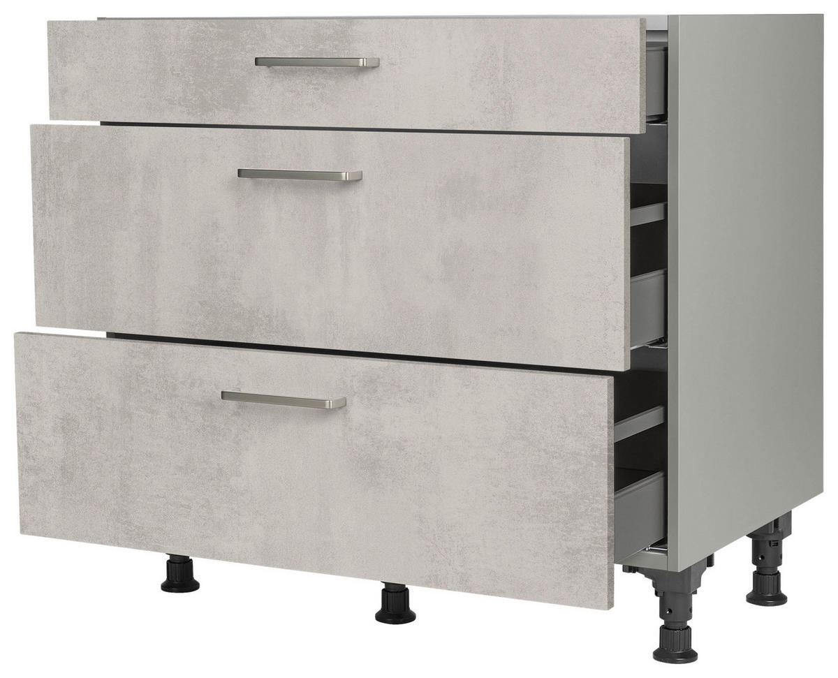 SCHUBKASTENUNTERSCHRANK 90/87/56 cm  in Hellgrau  - Edelstahlfarben/Hellgrau, MODERN, Holzwerkstoff/Metall (90/87/56cm) - Nobilia