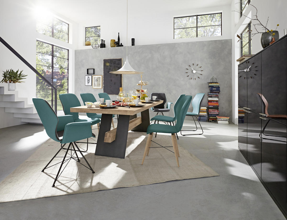 ESSTISCH Asteiche vollmassiv rechteckig Eichefarben, Dunkelgrau  - Eichefarben/Dunkelgrau, Design, Holz/Metall (240/100/77cm) - Musterring
