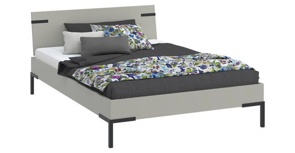 BETT 140/200 cm  in Hellgrau  - Hellgrau/Schwarz, Design, Holzwerkstoff/Metall (140/200cm) - Xora