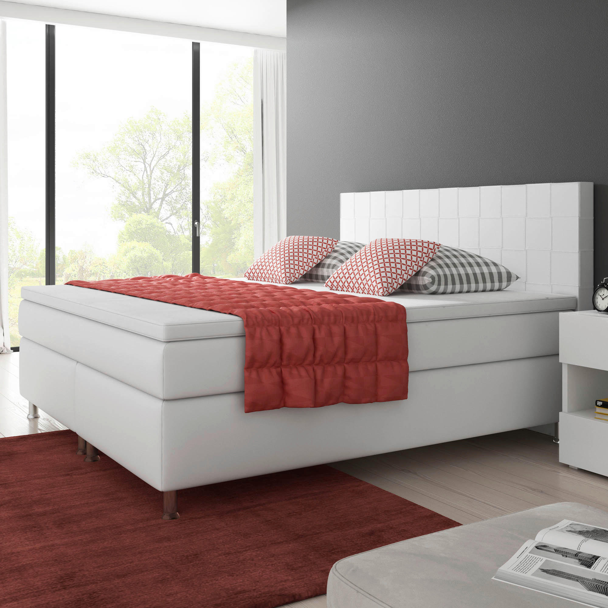 Boxspringbett Mit Topper Lederlook 180x200 Cm Ancona