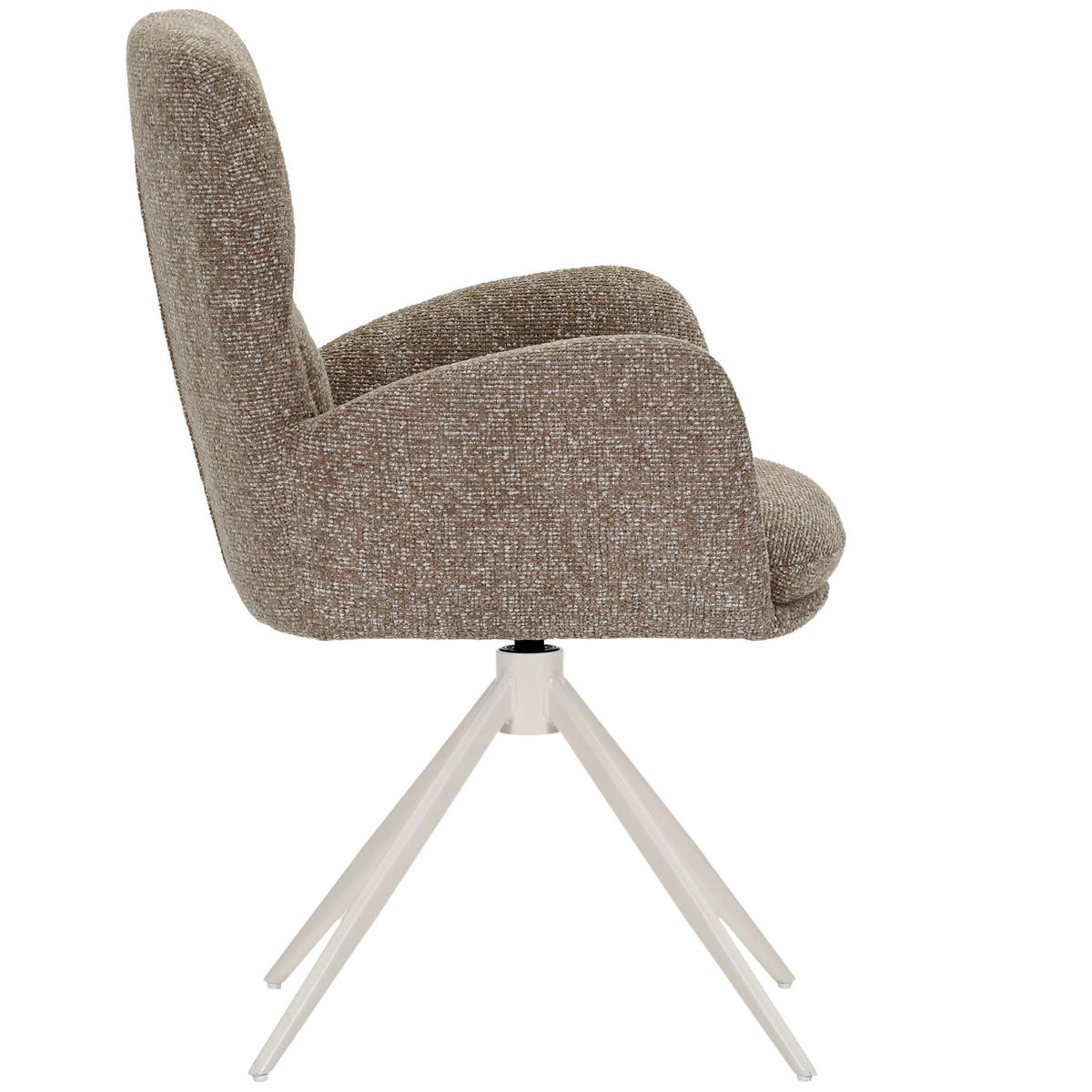 ARMLEHNSTUHL  Wippfunktion, Sitzfläche 360° drehbar, automatische Rückholfunktion Webstoff  Creme, Hellbraun  - Hellbraun/Creme, MODERN, Textil/Metall (63/91/65cm) - Hom`in