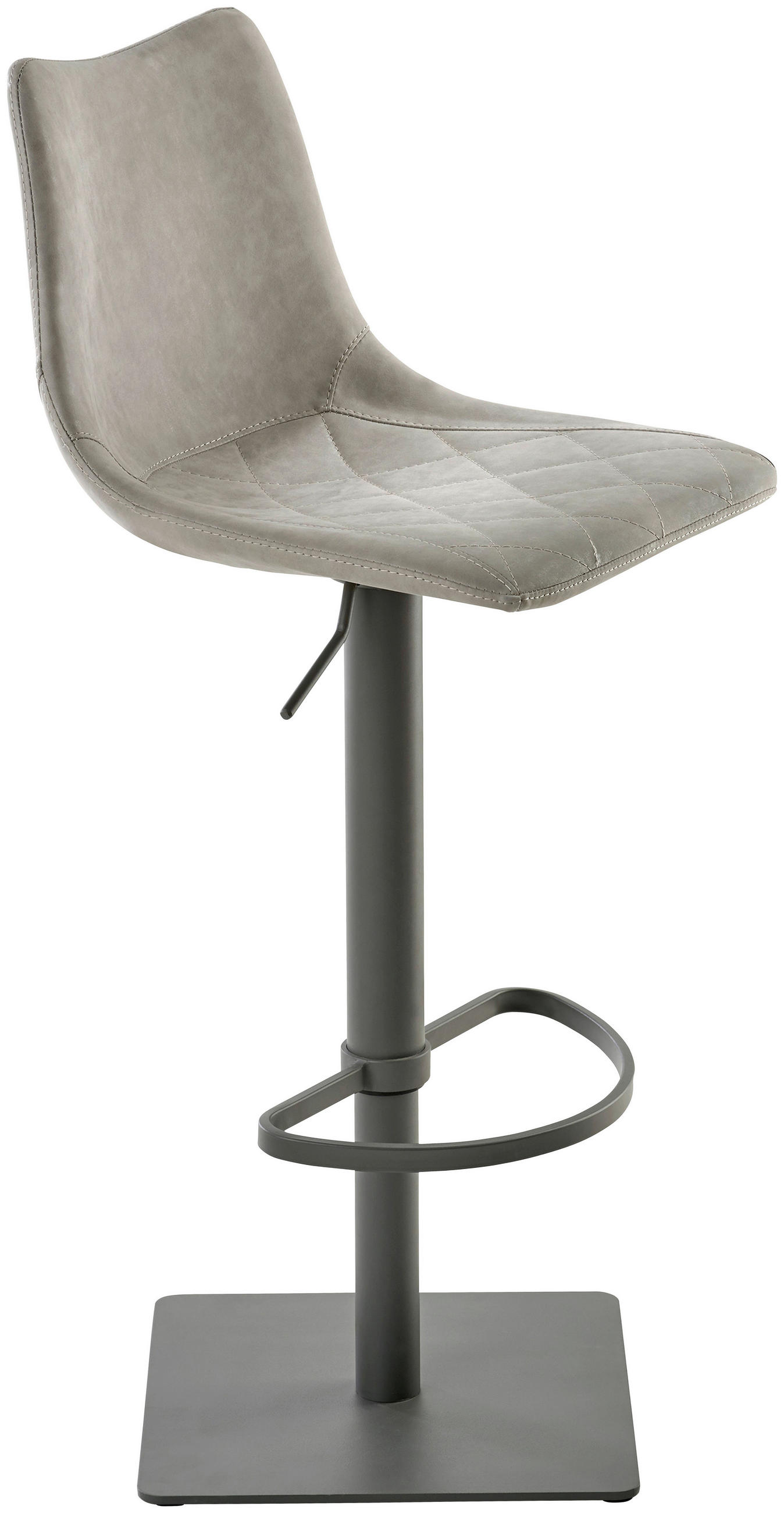 BARHOCKER Lederlook Grau Stahl Sitzfläche 360° drehbar  - Grau, Design, Textil/Metall (43/85 - 110/46cm) - Novel