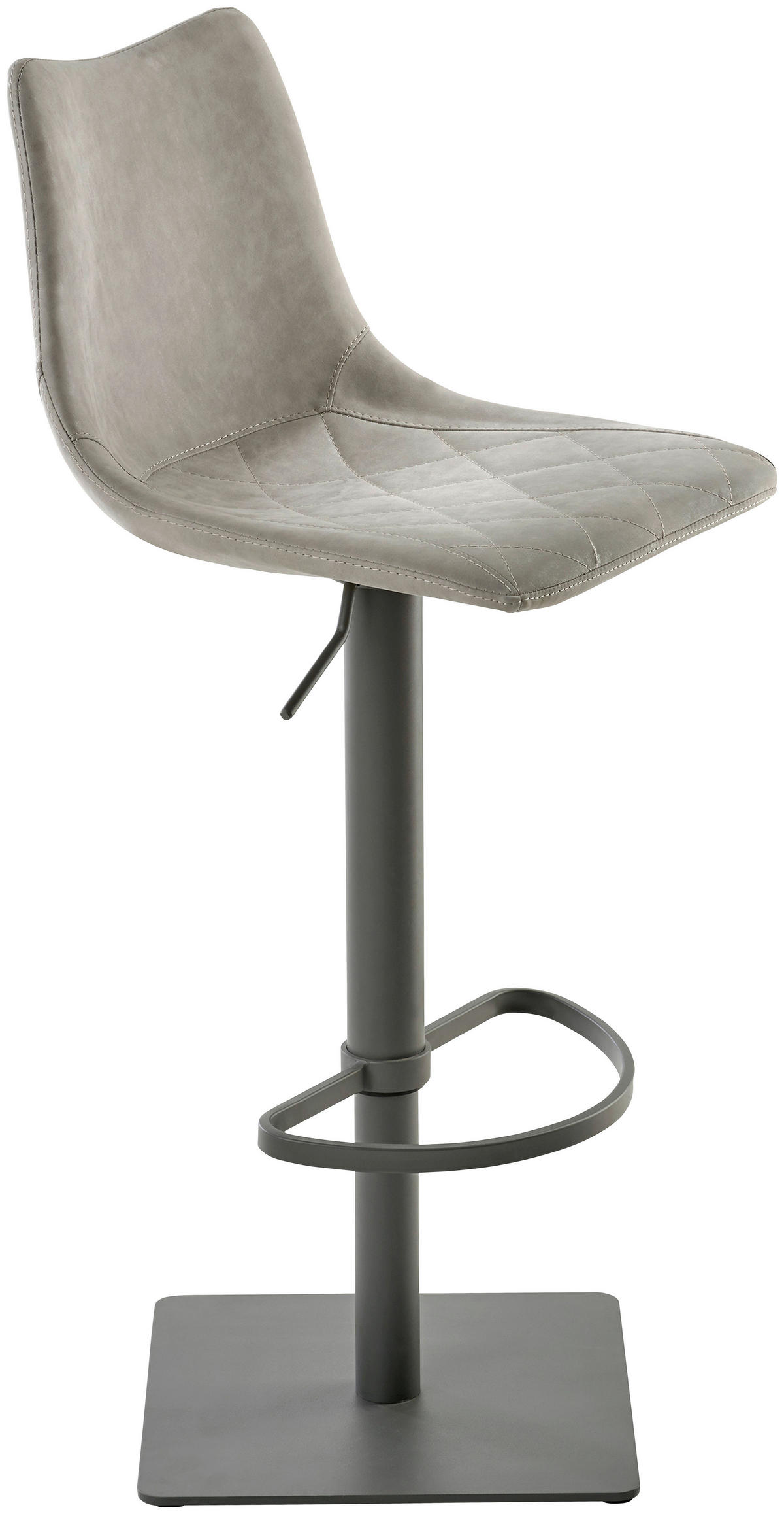 BARHOCKER Lederlook Grau Stahl Sitzfläche 360° drehbar  - Grau, Design, Textil/Metall (43/85 - 110/46cm) - Novel