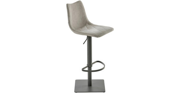 BARHOCKER Lederlook Grau Stahl Sitzfläche 360° drehbar  - Grau, Design, Textil/Metall (43/85 - 110/46cm) - Novel