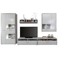 HYLLKOMBINATION  i grå, silver, vit  351/201/52 cm    - vit/silver, Design, metall/trämaterial (351/201/52cm) - Livetastic