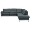 ECKSOFA in Echtleder Blaugrau  - Blaugrau/Alufarben, Konventionell, Leder/Metall (290/249cm) - Beldomo Premium